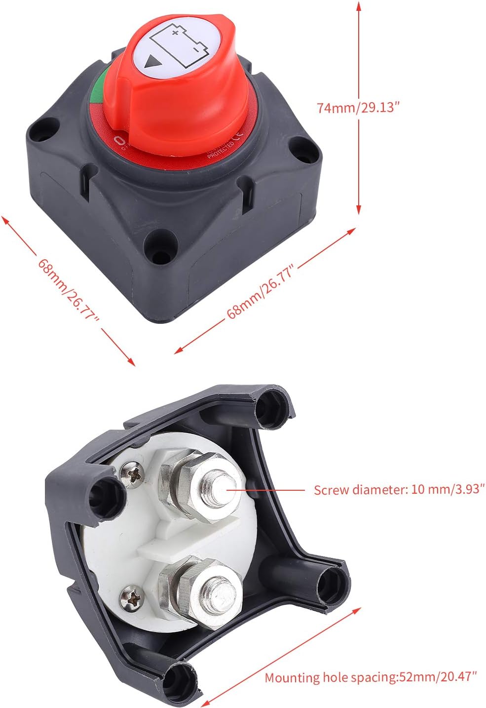 CoCsmart Battery Disconnect Switch, 12V-48V Battery Isolator Switch Master Power Cut Off Kill Switch Waterproof Marine Switch for Car RV Boat Truck ATV Vehicles: Automotive