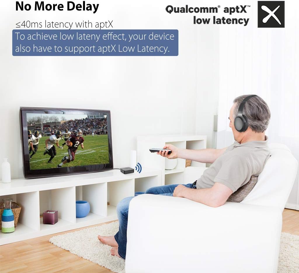 Avantree TC417 Bluetooth Transmitter Receiver for TV, Optical Digital Toslink, Volume Control for 3.5mm AUX, RCA, 20H Playtime, aptX Low Latency Wireless Audio Adapter for Headphones, Home Stereo: Computers & Accessories