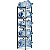 Stainless Steel 5 Tier Heavy Duty Detachable Water Bottle Storage Shelf Organizer for 5 Gallon Jugs - Home, Office, Kitchen, Breakroom