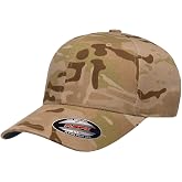 Flexfit 6 Panel Baseball Cap Multi-Cam 2 Patterns Black or Green Camo | 98% Cotton 2% PU Spandex, Mid Profile, Permacurv Visor, Black Undervisor