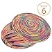 Braided Colorful Round Place mats for Kitchen Dining Table Runner Heat Insulation Non-Slip Washable Summer Placemats Set of 6