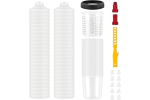YUZES Disposable Paint Mixing Cup System 20 Ounce (600ml) Kit - 50Pack Paint Cups with Lids, Hard Cup with Retainer Ring, 10PCS Plugs, 2 Cup Adapter, Paint Stirrer for Automotive Paint Gun