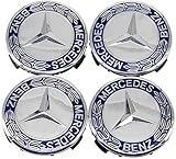 Guzetop 4 pcs Wheel Center Hub Caps 75mm/3 Inch Hub Cap Cover Car Fit for Mercedes Benz All Models (Blue)