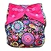 One Size Reusable Charcoal Bamboo Cloth Pocket Diapers, 6-pack Bundle Set + 12 Inserts (Girl Prints)