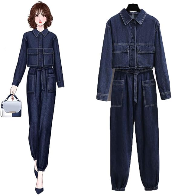 Amazon Netlee デニムボイラースーツ デニムネイビー レディース ジャケット ジーンズ テーパードパンツ コート ジャケット 通販