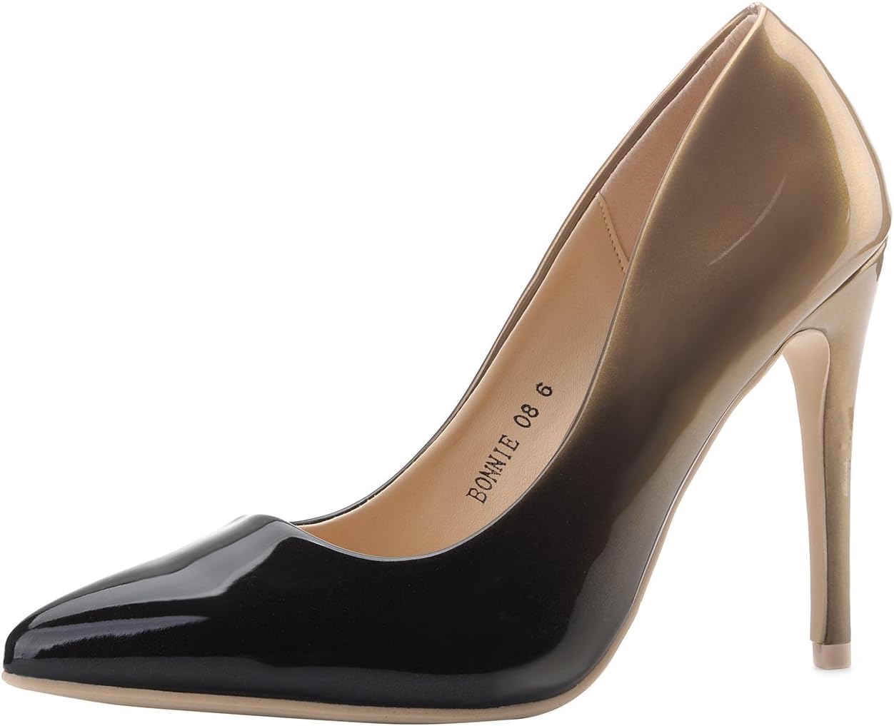 Mila Lady BONNIE08 Women Patent Contrast Color Pointed Toe Pumps Stilettos Heel Dress Shoes