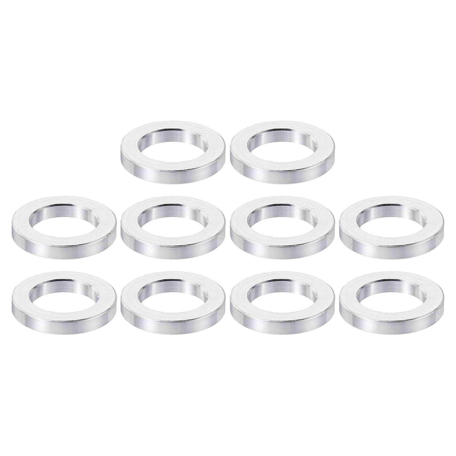 PATIKIL M10 Aluminum Spacers, 10 Pcs Metal Spacer Aluminum 10.2mm ID x 16mm OD x 2.5mm L Aluminum Spacer Screw Standoff Round for 3/8" M10 Screw Bolts