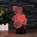 Uferno 3D Optical Illusion USB Night Light Table Lamps - Bedrooms Deco Teddy Bear Love Design for Kids - Unique Color Changing 3Ds Flash and Glow Effect