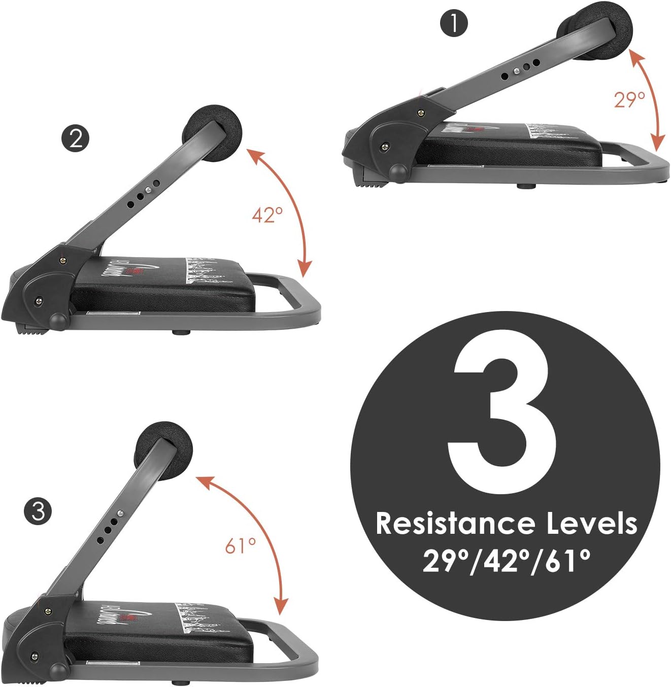 femor Core & Abs Exercise Trainer, Total Body Muscle Building Crunch Training Machine, Home Gym Fitness Equipment for Strength Training with Resistance Bands & Workout Guide, Black : Sports & Outdoors