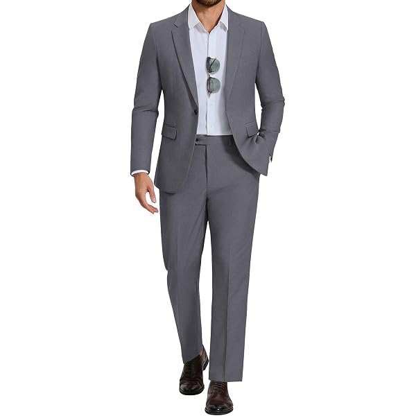 Men's 2-Piece Regular Fit Dress Suit Single-Breasted Jacket & Flat-Front  Pants Includes Free Stylish Socks