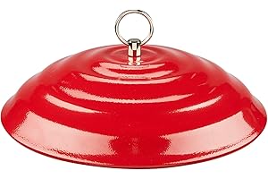 Kingsyard 11 Inch Metal Weather Protective Dome, Large Rain Guard Cover, Hanging Baffle for Outdside Bird Feeders, Rust Proof & Easy to Clean, Red
