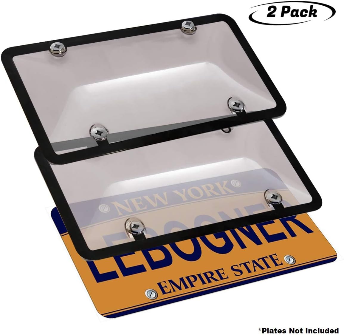 lebogner Car License Plates Shields and Frames Combo, 2 Pack Tinted