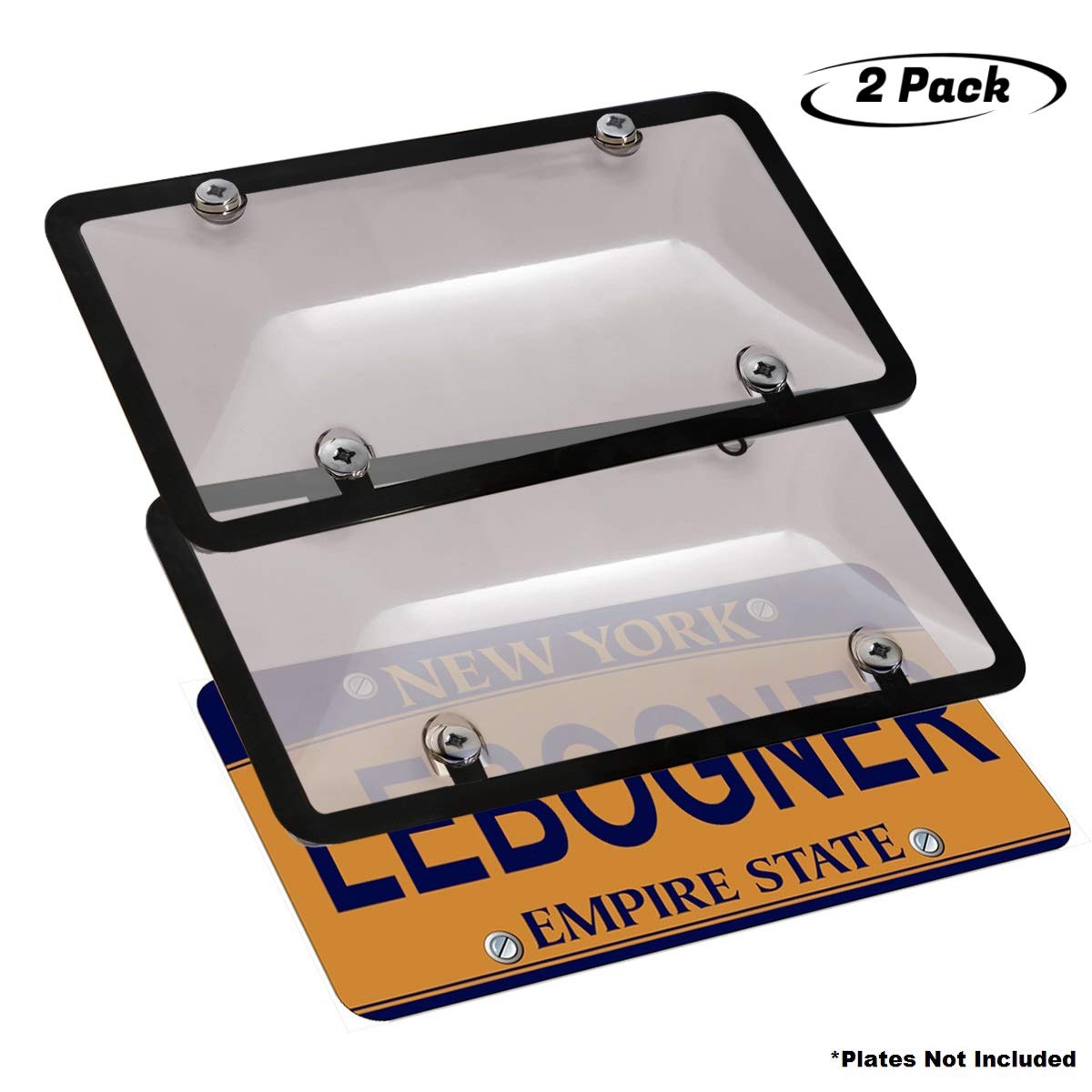 lebogner Car License Plates Shields and Frames Combo, 2 Pack Tinted