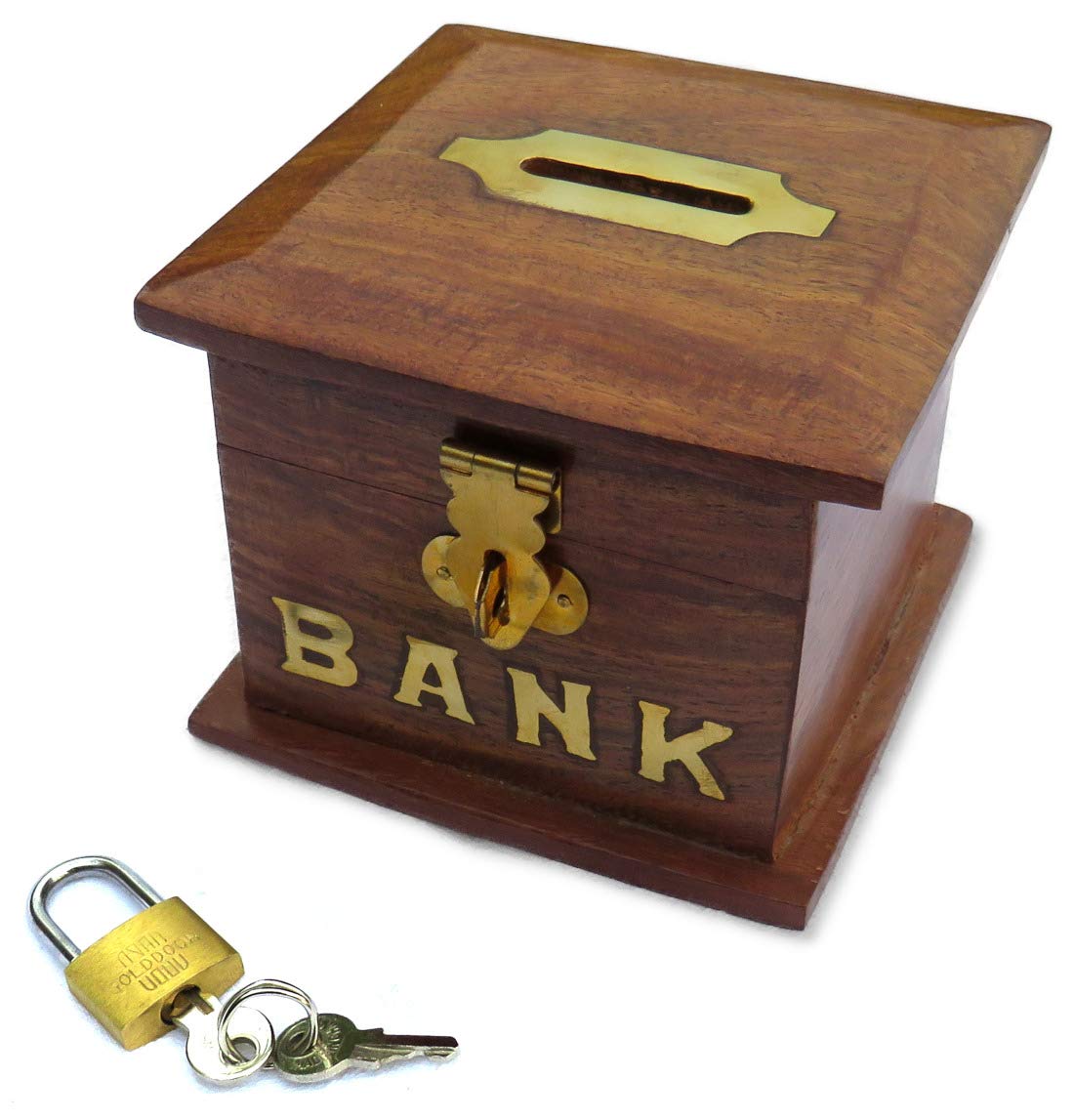 Purity Small Wooden Piggy Bank Money Box With Lock