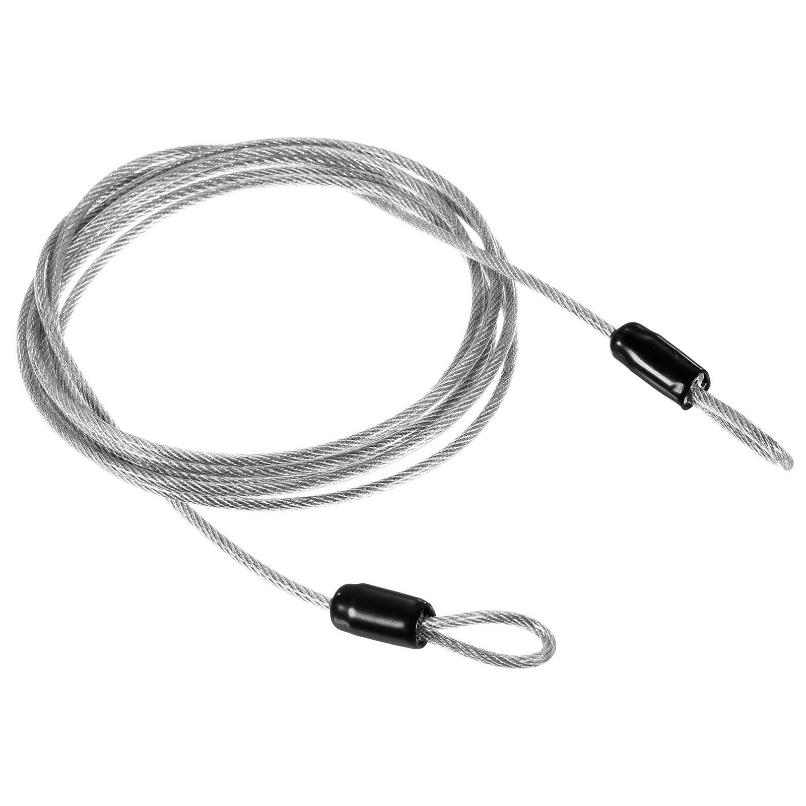 PATIKIL Security Steel Cable 2.5mm x 2m/6.56ft Coated Luggage Lock Wire Rope with Double Loop Transparent