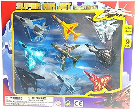 PEL Toys Die Cast Metal Super Air Jet Set | Includes: 9 Die Cast Fighter Jet Planes