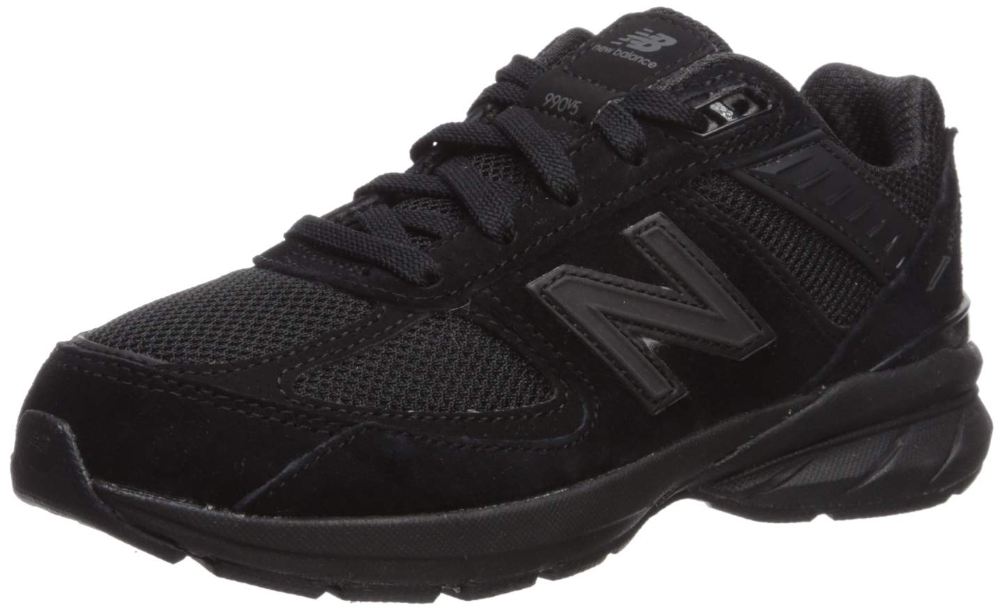 New Balance Baby 990 V5 Hook and Loop Sneaker, Black/Black, 3 X-Wide US Unisex Infant Image