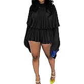 Vaceky Womens Rompers for Summer Long Sleeve Ruffle Bubble Dress Shorts Jumpsuits