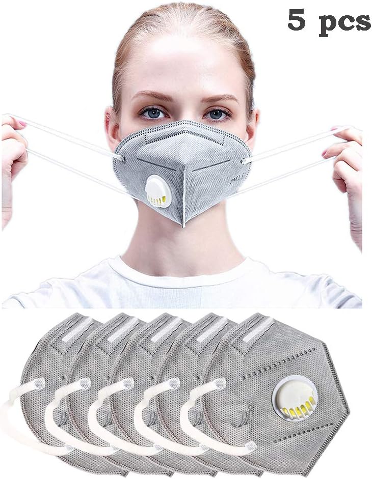5PCS Breathing Safety Ma-sk, N95 Disposable Ma-sk Surgical Face Mouth Ma-sks with Respirator Activated Carbon Dustproof Ma-sk
