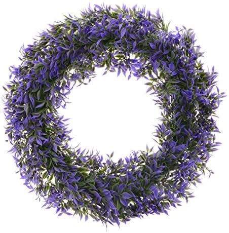 Saim Front Door Wreaths Artificial Flowers Garland for Indoor Outdoor Home Kitchen Wall Wedding Festival Holiday Decorations 17.7inch Purple