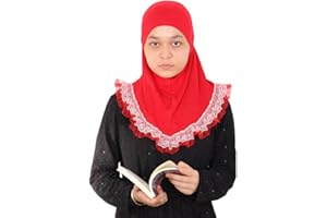 MuLanLegend Cotton Lace Hijab | Princess Nur | Girls Kids Instant Slip-on Scarf Sarong | Ligthweight and Comfortable