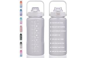 ST-YIBEN 64oz,100oz,128oz Large Motivational Water Bottle with Time Marker, Leakproof & BPA Free Half Gallon Big Water Bottle with Straw Handle Tritan Frosted Water Jug for Gym,Fitness,Outdoor Sports
