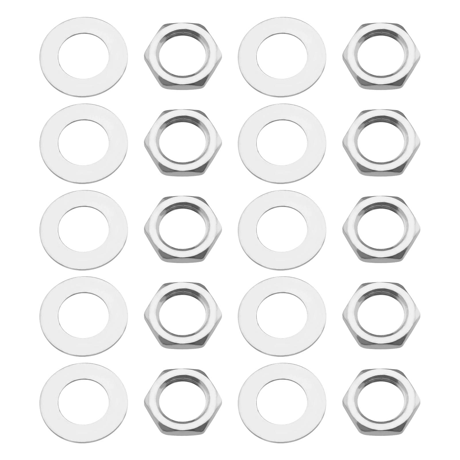 The Lord of the Tools 30 Pairs Guitar Input Jack Socket Nuts Washers Set Guitar Pots Nuts Potentiometer Hex Nut and Washers Guitar Parts for Electric Guitar Bass M8