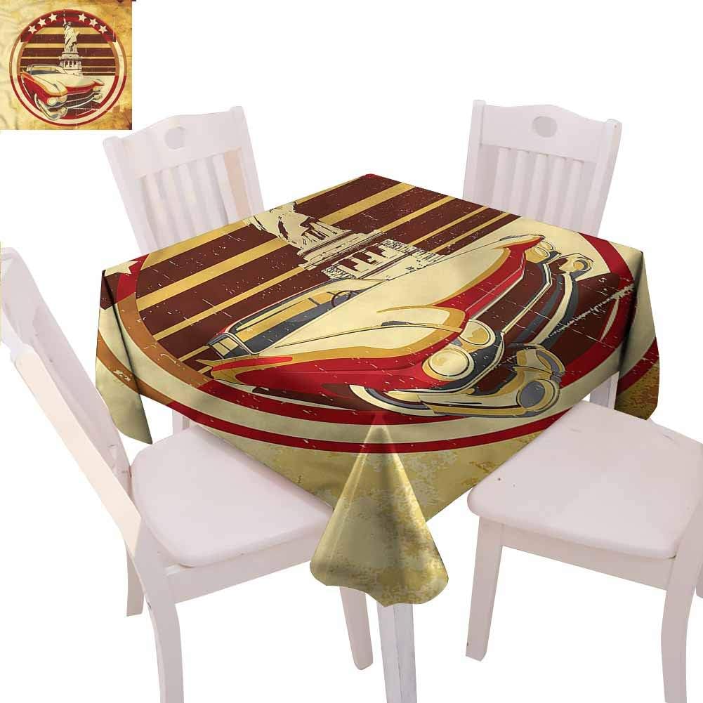 Zara Henry Vintage Car Tablecloths Statue of Liberty Home Outdoor Rectangular Tablecloth W50 xL50