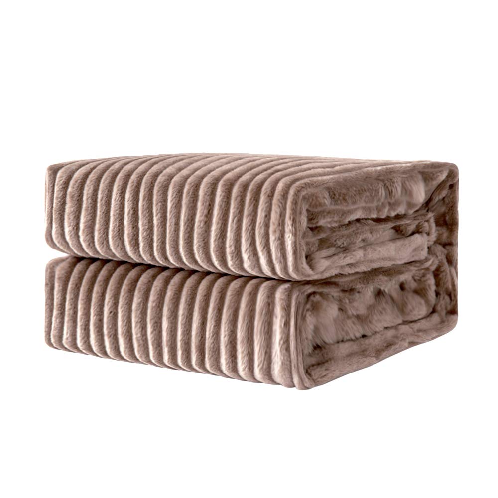MIULEE Flannel Fleece Throw Blankets Soft Warm Comfortable Throws for Sofa Corduroy Fluffy Blanket Bed Throw for Bedroom Couch Travel Kids Bedroom Accessories 60x80Inch Brown