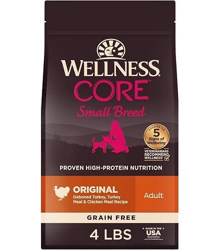 Amazon.com: Wellness CORE Adult Dry Dog Food, Grain Free Kibble, Natural,  High Protein, Turkey and Chicken Recipe, 4 lb Bag : Pet Supplies