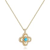 MEVECCO Gold Clover Pendant Necklace for Women Turquoise Necklace 18K Gold Plated Four Leaf Necklace Jewelry Gift