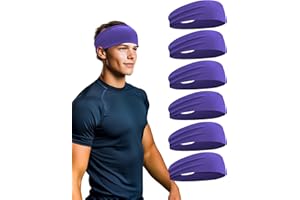 KNINMDOR 6 Pack Sport Headbands for Men & Women, Sweat Wicking Workout Sweatband, Bright Hairband for Running, Cycling, Football, Yoga