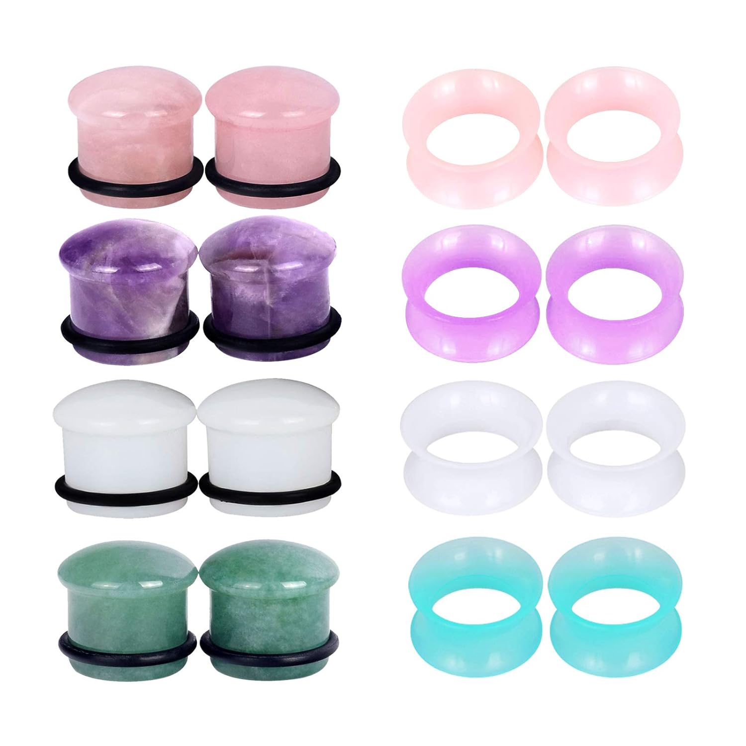 Buy Beautidots 16pcs Stone and Silicone Ear Gauges Plugs Saddle Ear