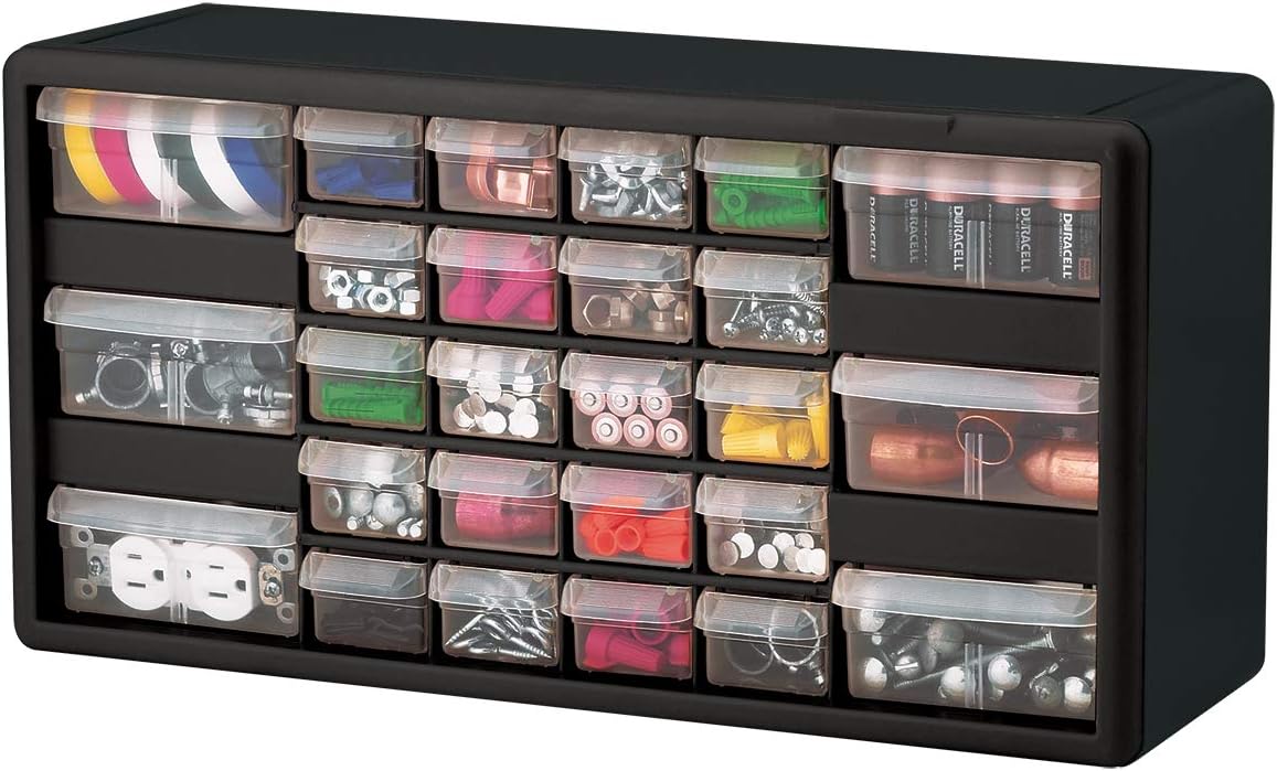 Akro-Mils 26 Drawer 10126, Plastic Parts Storage Hardware and Craft Cabinet, (20-Inch W x 6-Inch D x 10-Inch H), Black: Home Improvement