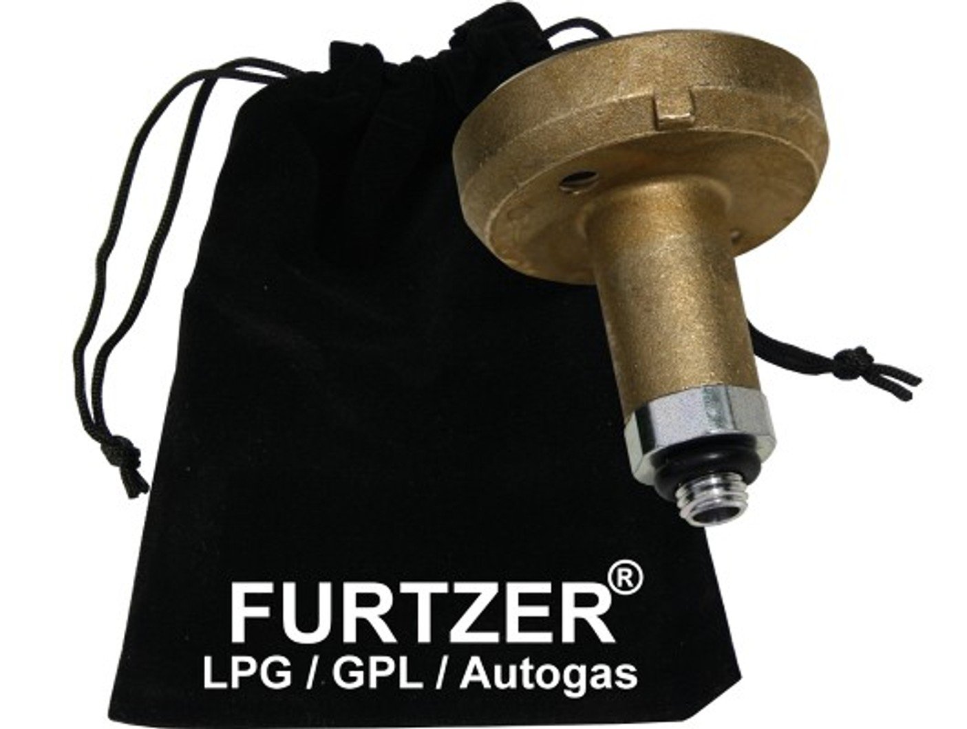 Furtzer® LPG GPL Autogas Tankadapter M10 DISH kurz mit Stahlanschluss im Stoffbeutel, Premiumprodukt