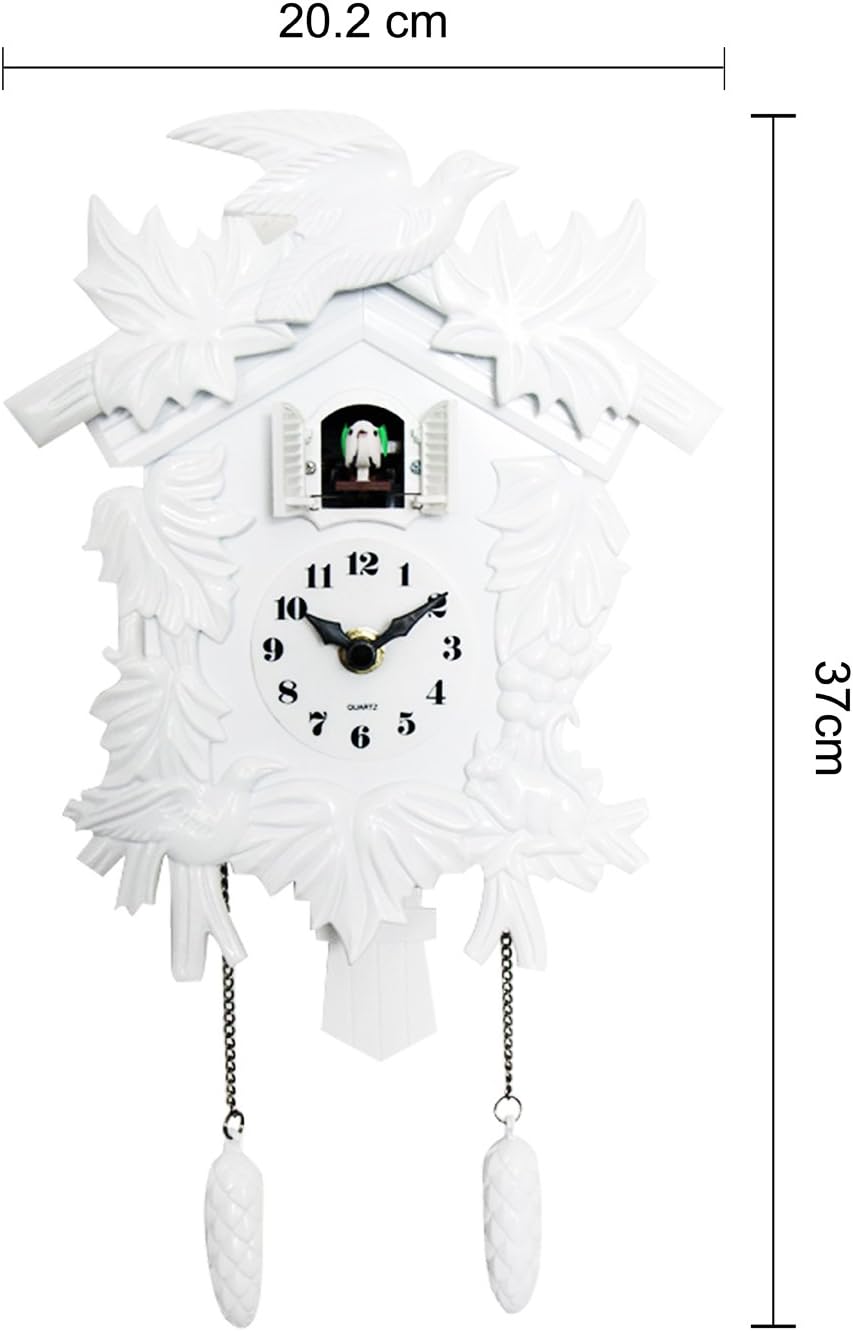 WALPLUS 20.2x37cm White Vintage Cuckoo Clock With Cuckoo Call Simple Fashionable antique style Pendulum Clock Home DIY Decoration Office Accessories Minimalist Design Bedroom Decor Stylish Living Room - Image 5