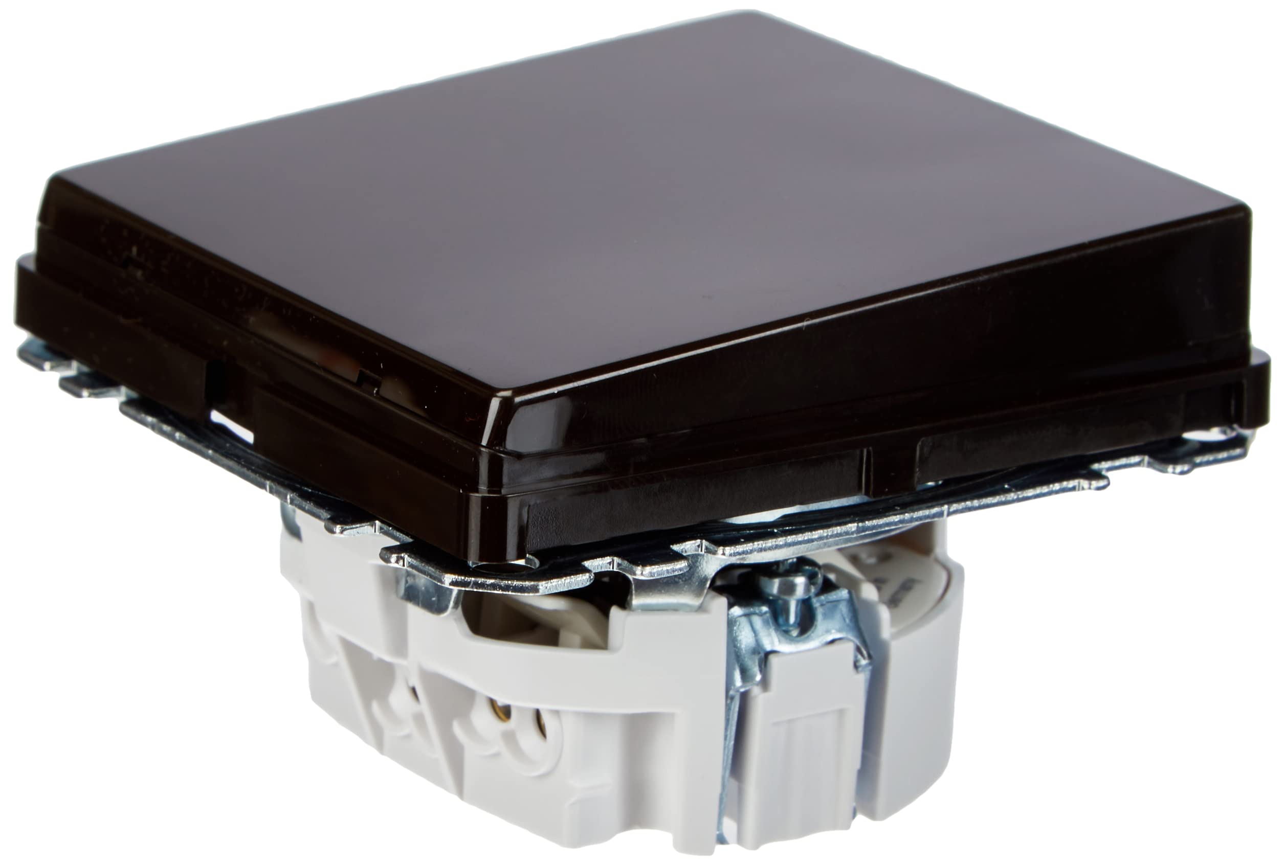 Merten MEG2310-7215 SCHUKO socket-outlet with hinged lid, with integrated protection against accidential contact, plug-in terminals, dark brazil, AQUADESIGN