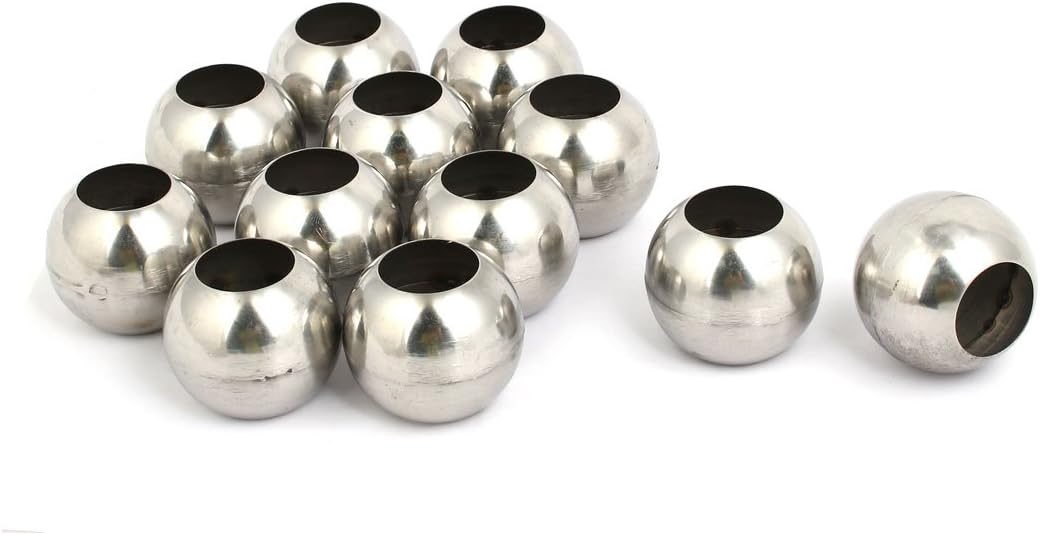 Aexit 48mmx25.5mm 201 Construction Hardware Stainless Steel Hollow Ball Silver Tone 12pcs for Handrail Post Model:81as387qo405