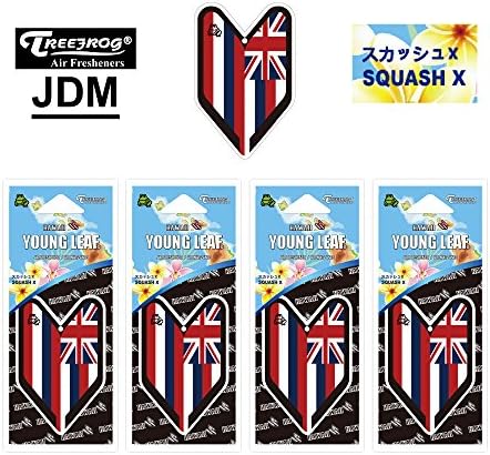 4 Packs Wakaba Treefrog Young Leaf Squash X Scent Hawaii Flag JDM Air Freshener