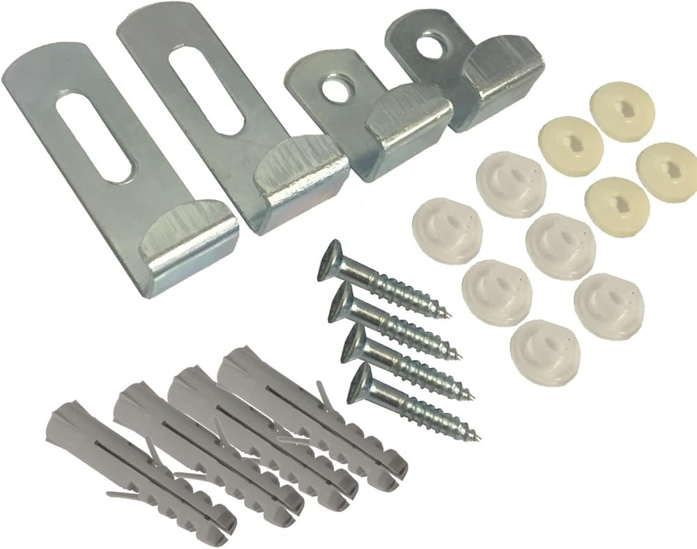 Merriway BH02269 Adjustable Mirror Hanging Clip Set with Fixings White