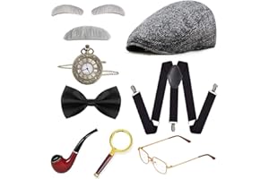 sanderala 1920s Men Accessories Set Roaring 20s Costume Retro Gatsby Gangster Grandpa Accessories Set