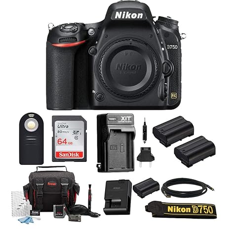 Nikon D750 FX-Format Digital SLR Cámara (Solo Cuerpo) con 64 GB ...