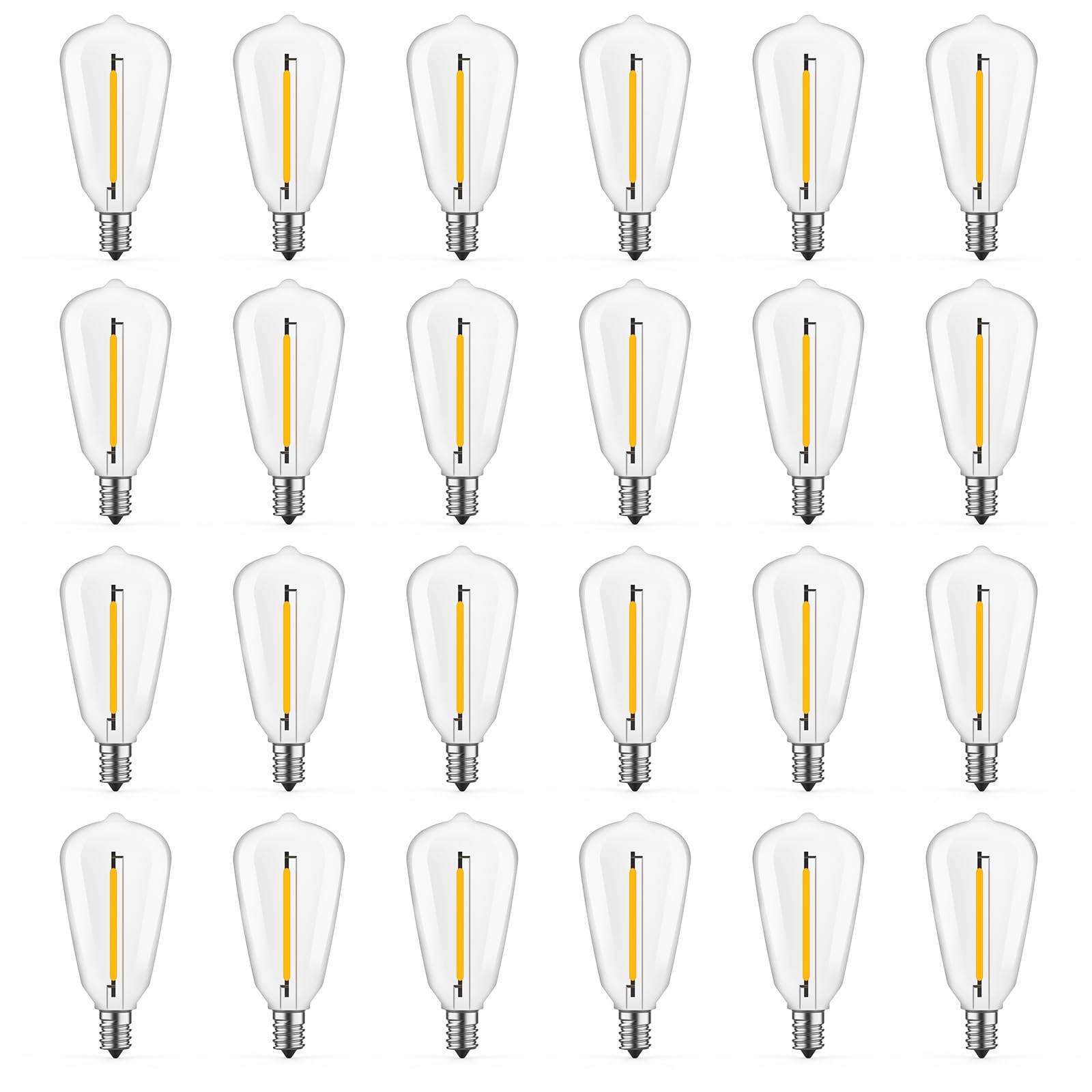 Photo 1 of GvvooHome 24 Pack LED ST38 Replacement Bulbs, 1 Watt E12 LED Bulb 2700K Warm White, Vintage Dimmable Shatterproof Bulbs for Indoor Outdoor Patio Garden String Lights, Dimmable