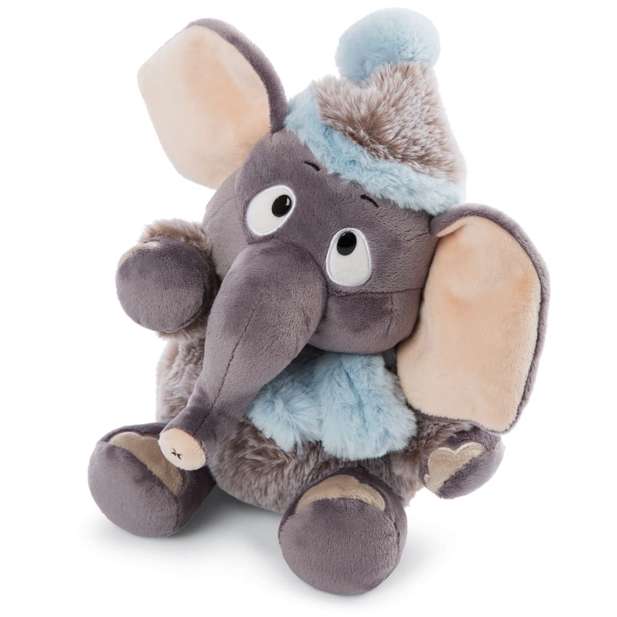 NICI 47273 Soft Toy Elephant 35cm – Plush toys for girls, boys & babies – Fluffy stuffed animal to cuddle & play with – Cuddly elephants from the winter collection, grey/blue