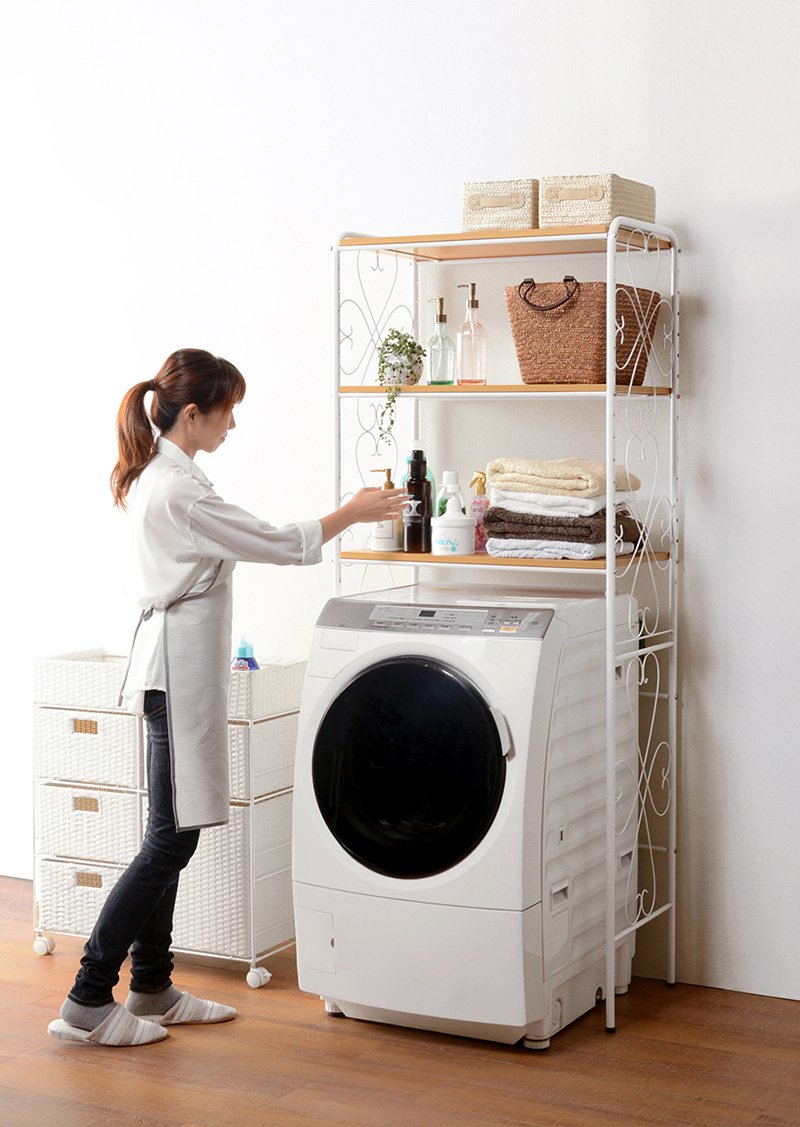 ホワイト ホワイト おしゃれ ホワイト ランドリー収納 ランドリーラック 白 幅75 アジャスター付 B079w61lm5 アンティーク 洗濯機ラック 介護用ベッドテーブル 最新のデザイン