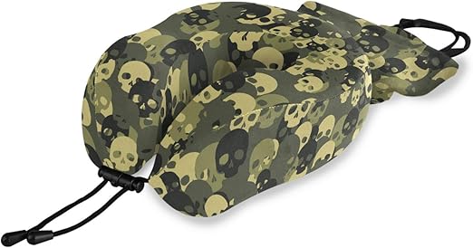 Amazon Com Alaza Memory Foam Travel Pillow Army Green Skull Camo