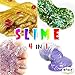 HSETIY Super Slime 4 Styles Slime（2.5 oz each,total 10oz） with Colorful Foam Balls, Gold sand Decoration, Pearl Decoration, Golden sand Glitter Shake Jars for DIY Slime