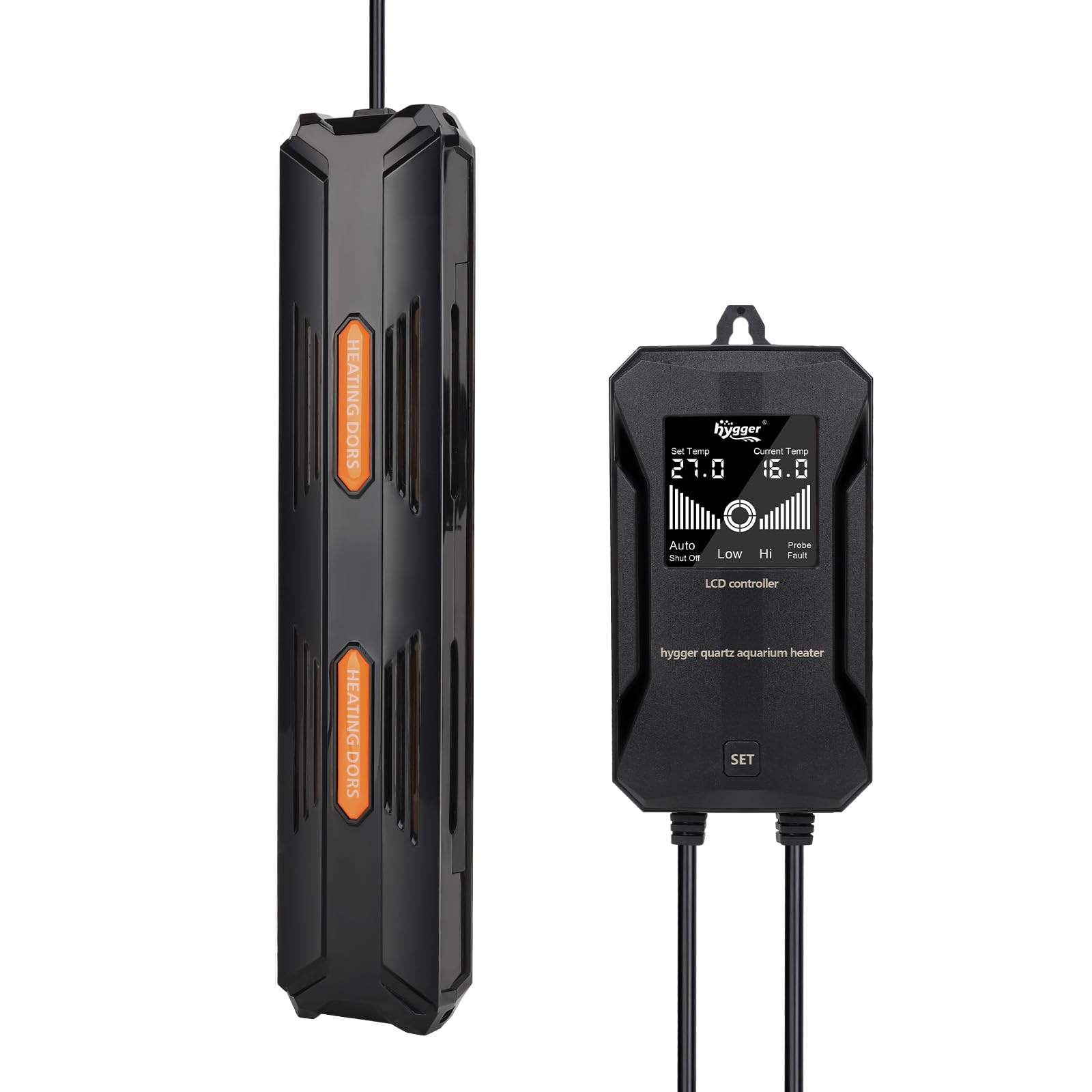 hygger Aquarium Heater, 100W Fish Tank Heater with Intelligent LCD Digital Display Thermostat Controller, for 100-200L Freshwater Saltwater Tank