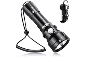 HECLOUD 2000 Lumens Scuba Diving Flashlight Rechargeable Underwater Dive Light for Snorkeling IPX8 Waterproof 873ft Super Bright LED Torch (PM70)