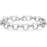 mnmoom Heart Bracelets for Women Stainless Steel with Rose gold, gold plating Heart links bracelets